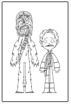 Dibujo para colorear Han Solo y Chewaka. Star Wars.